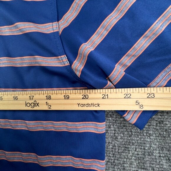 Brooks Brothers Polo Shirt Mens Large Blue Orange Striped Short Sleeve Polyester - Picture 5 of 8